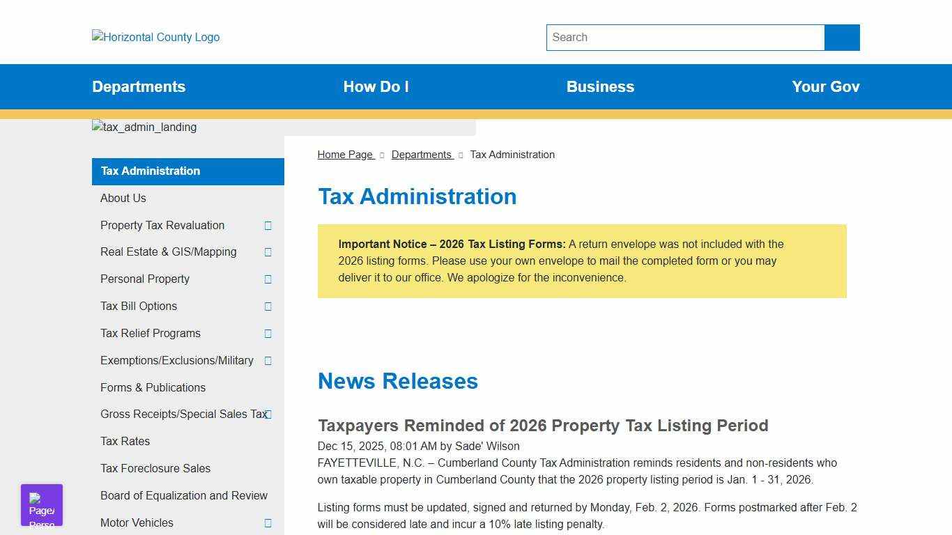 Taxpayers Reminded of 2026 Property Tax Listing Period